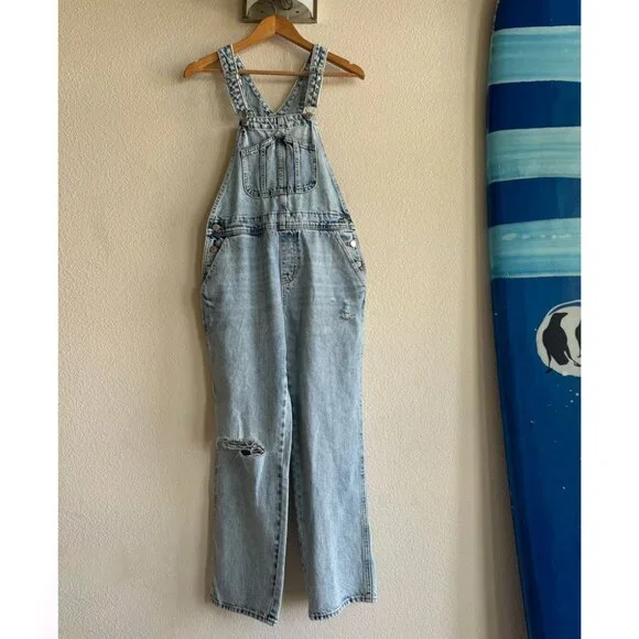 Slouchy Straight Ripped Workwear Jean Overalls - Picture 4 of 9